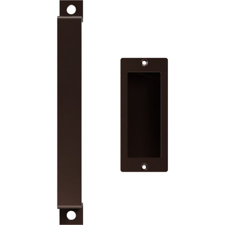 EKENA MILLWORK 11" Pull Handle & 6" Flush Pull for 1 3/4" Doors, Rustic Brown GB6001PP4116RB
